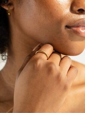 Brenda Grands 18K Gold Plated Twisted Mini Ring Waterproof Adjustable